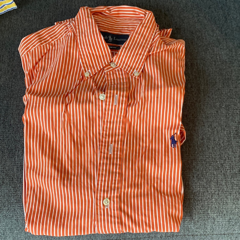 Ralph lauren orange white large polo.